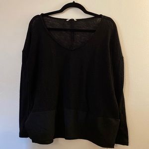 Black semi-sheer knit shirt, sz L